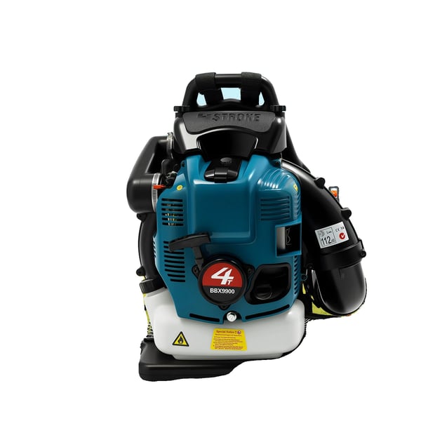Løvblæser, 75,6 cc slagvolumen, 2,6 kW effekt, 1,9 L brændstoftank, 498 ft³/s luftvolumen, 4-takts motor