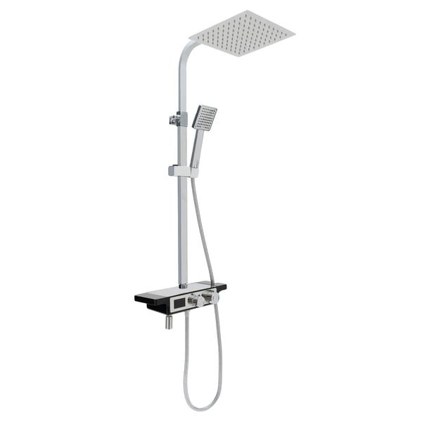 Bruserarmatur Sæt, Messing og ABS Materiale, Justerbar Højde 74,5-115cm, 3 Spray Tilstande, Top Spray Størrelse 25*25cm, 4,5kg Brutto Vægt