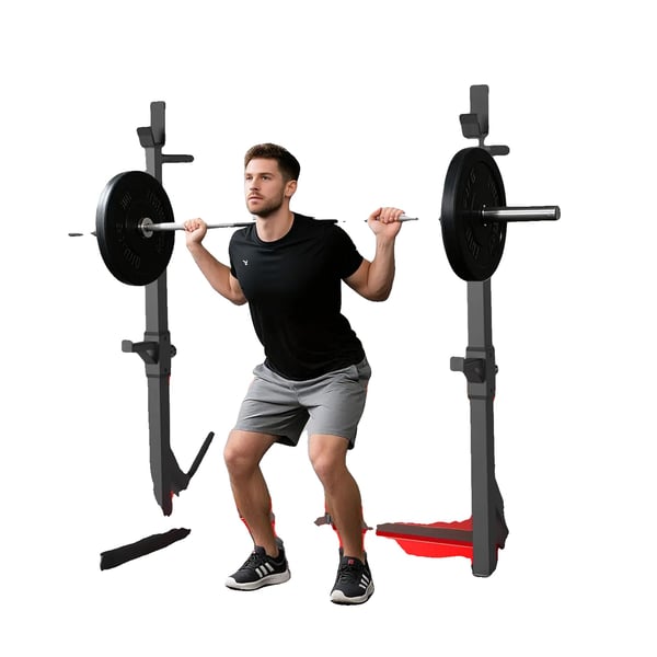 Knäböjställning, Maximal belastning 250 kg, Justerbar höjd 98-156 cm, Säkerhets hyllhöjd 64-83 cm, Avstånd mellan hyllor 73-119 cm, 3-i-1 design Knäböjställning, Maximal belastning 250 kg, Justerbar höjd 98-156 cm, Säkerhets hyllhöjd 64-83 cm, Avstånd mellan hyllor 73-119 cm, 3-i-1 design
