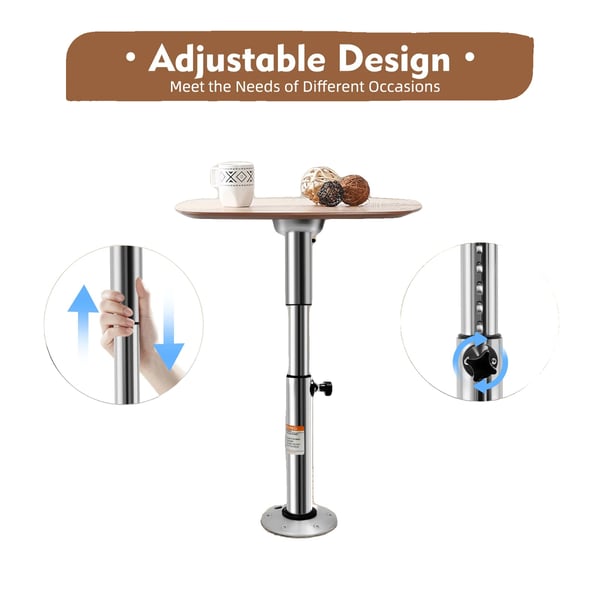 Justerbar Bordfod, Maksimal Højde 72 cm, Ydre Rørdiameter 6 cm, Øverste Base Diameter 17,4 cm, Nederste Base Diameter 17,5 cm