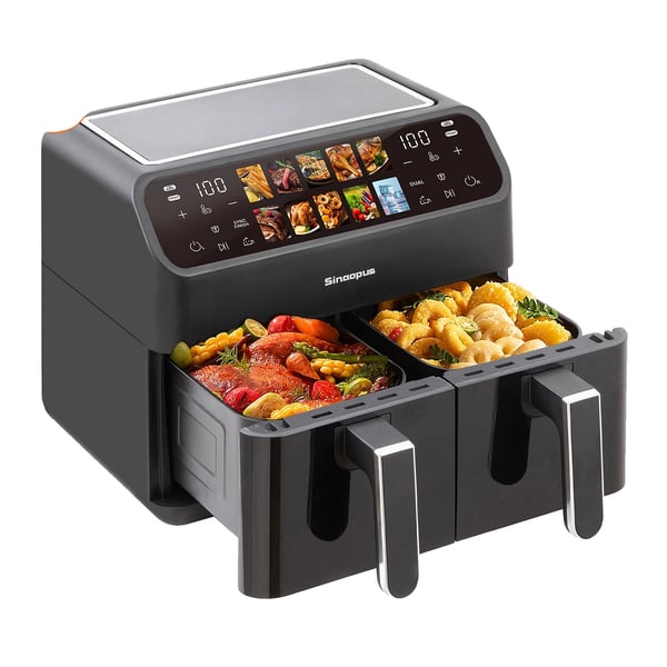 Luftfritös, Dubbelkorgsdesign, LED-Touchkontroll,EU, 2000W Ugn
