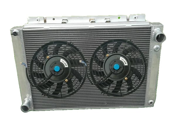 Aluminium Radiator, Kerne Dimensioner 17-3/8”x23-1/4”x2”, Samlede Dimensioner 19-3/8”x27-3/4”x2-1/4”, Indgang/Udgange 1-3/4”, 3 Rækker