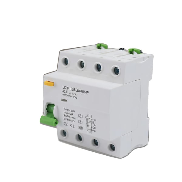 Reststrømsafbryder, 40A, 30mA, 4-pol, Nominel spænding 400V, IP20
