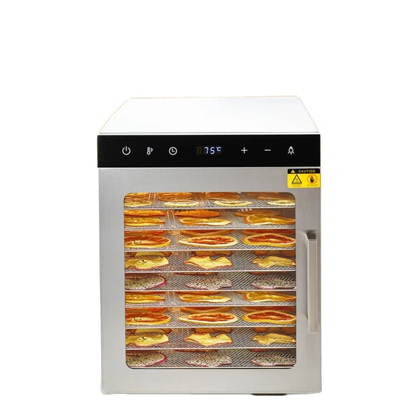 Maddehydrator, 10-bakke kapacitet, 800W effekt, digital termostat, 36L volumen, borddesign