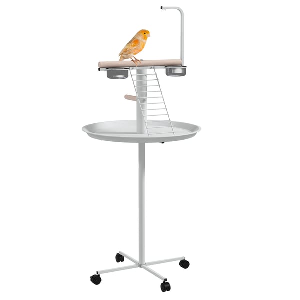 Fuglefoder, Rustfrit Stål Skåle, Mobil Design,HVID
