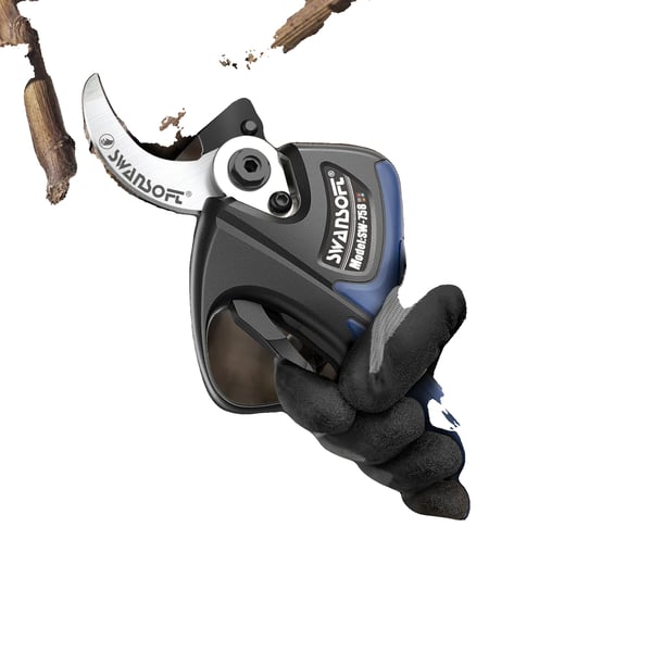 Sähkösakset, harjaton moottori, pitkä akunkesto,kaksi paristoa, Sininen