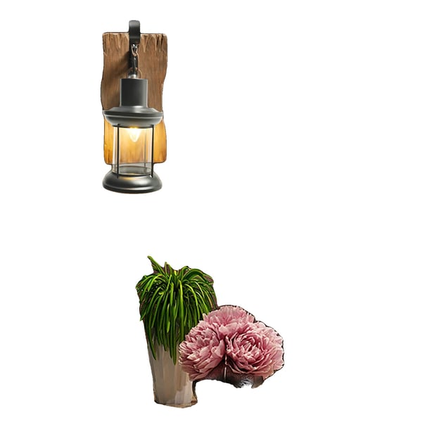 Seinävalaisin, Retro Teollinen Tyyli, Puinen Korostus,musta