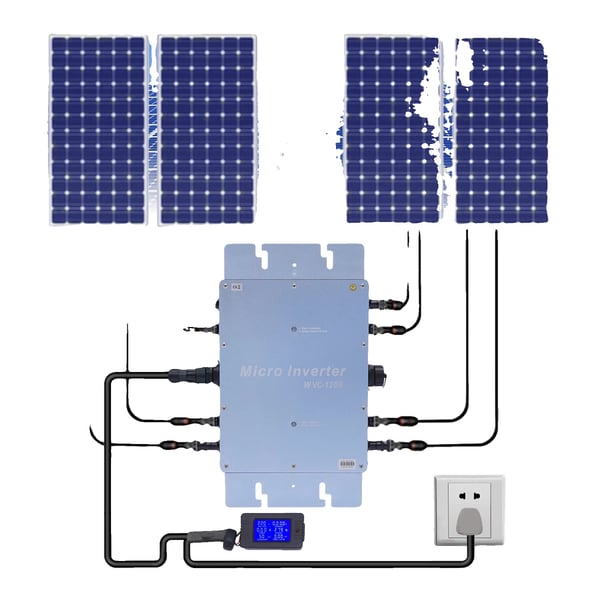 Solarmikroinverter, 1200W effekt, 220V spænding, 17-50V drifts spændingsområde, 1150W nominel udgangseffekt, IP67 vandtæt vurdering