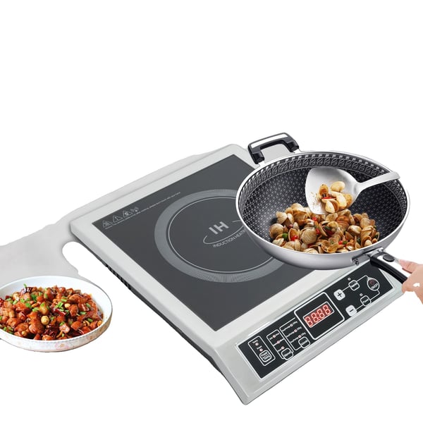 Induktionskogeplade, 3500W Effekt, Dimensioner 42cm x 35cm x 11cm, Temperaturinterval 80-300℃/176-572°F, Timerfunktion op til 3 timer
