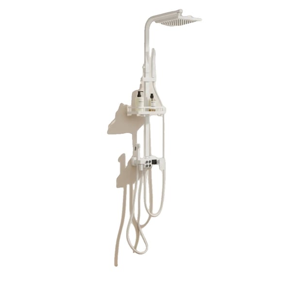 Brusesystem, Rustfrit Stål, Væghængt, Top Spray Størrelse 29,5*19cm, 4 Udsugninger, Justerbar Højde 70cm-115cm