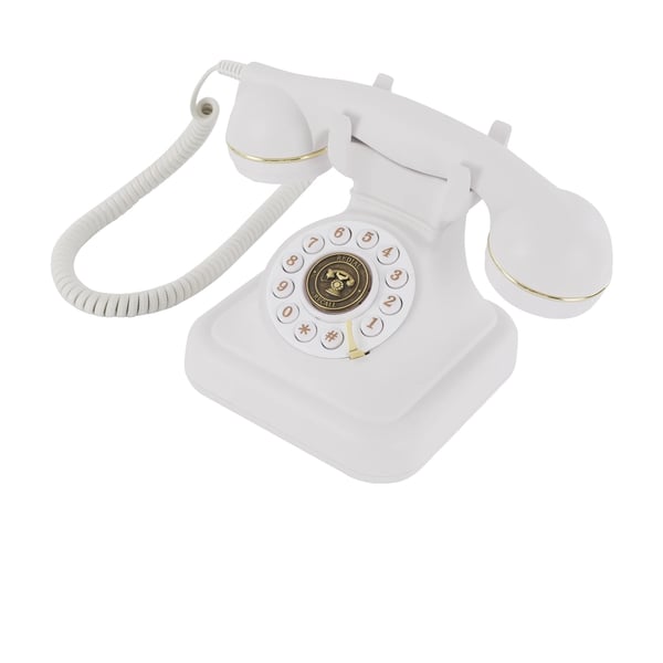 Fastnettelefon, ABS-plast og stof, Højde 17 cm, Bunden størrelse 14,5 cm x 14,5 cm, Ledningsført telefon type, Vægt 1 kg
