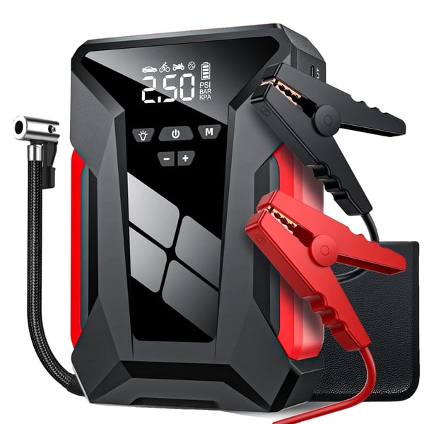 Bil Jump Starter, 28000mAh Kapacitet, 600A Startstrøm, 1200A Spidsstrøm, 12V Udgange, USB Udgange 5V/2A