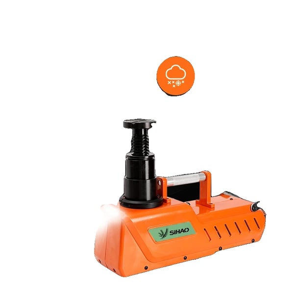 Elektrisk hydraulisk donkraft, løftehøjde 15,7 tommer, løftekapacitet 2 tons, strømkilde 12V DC, vægt 11 lbs, dimensioner 13,8 x 9,8 x 6,5 tommer