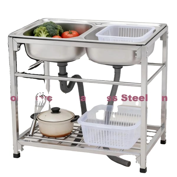 Kommersiel dobbeltvask, rustfrit stål 304, 32,7*17,3*30,3 tommer, belastningskapacitet 75 kg, justerbar højde 3 cm, vandhulsdiameter 3 cm Kommersiel dobbeltvask, rustfrit stål 304, 32,7*17,3*30,3 tommer, belastningskapacitet 75 kg, justerbar højde 3 cm, vandhulsdiameter 3 cm