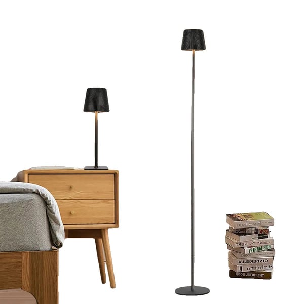 LED Gulvlampe, Berøringskontrol, Genopladeligt Batteri,sort