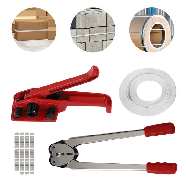 Stropkit, Maksimal spændingskraft 1000N, Brudstyrke 40kg/88lbs, Egnet pakke bælte bredde 12-16mm, Nettovægt 2.6kg, Pakke størrelse 37*28*9cm