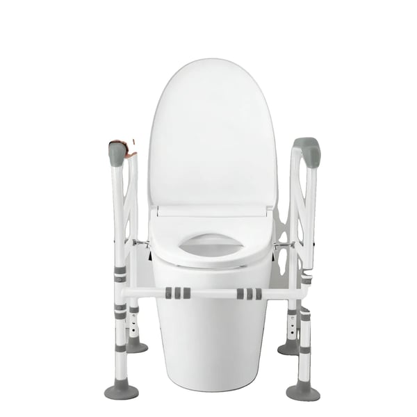 Toilet Sikkerhedsramme, Justerbar Højde 68,5-73,5 cm, Belastningskapacitet 150 kg, Armlænslængde 48 cm, Forreste Stang 25-30 cm Justerbar