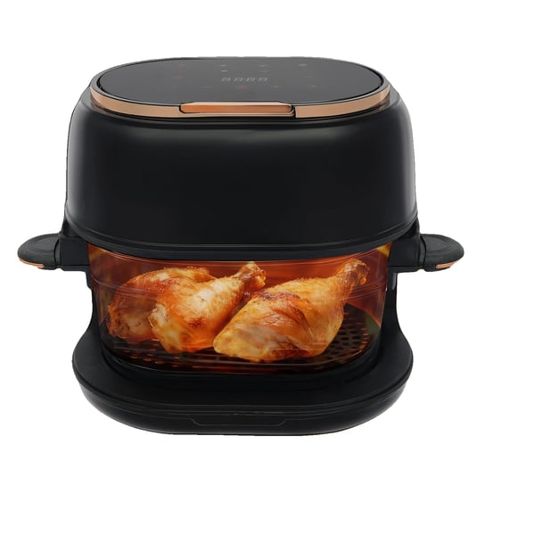 Digital Air Fryer, 4L kapacitet, 1350W effekt, temperaturinterval 60-190 ℃, timer op til 24 timer, borosilikatglas kurv
