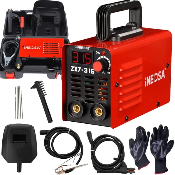 Svejs inverter, 315A kapacitet, 230V spænding, understøtter 1/16”-1/8” stænger, letvægts 3,6 kg, beskyttelsesfunktioner inkluderet