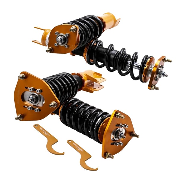 Coilover affjedring, Højstyrkestål, Justerbar højderækkevidde, Kompatibilitet med performance kompaktbiler, Forbedret håndtering