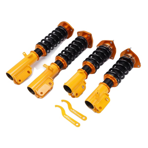 Coilover-jousitusjärjestelmä, Kestävä teräs, Säädettävä korkeus 1-3 tuumaa, Yhteensopivuus E-sarjan kompaktien autojen kanssa, Parannettu käsittely ja vakaus Coilover-jousitusjärjestelmä, Kestävä teräs, Säädettävä korkeus 1-3 tuumaa, Yhteensopivuus E-sarjan kompaktien autojen kanssa, Parannettu käsittely ja vakaus
