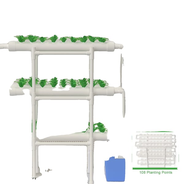 Hydroponisk Vækstsysten, 3 Lag, 108 Plantepladser, PVC Materiale, Dimensioner: 96x55x111 cm, Brutto Vægt: 13,5 kg