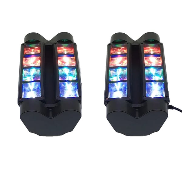 Mini LED Spider Light, 8 x 10W RGBW LED'er, Lydaktiveringsmode, DMX512 Kontrol