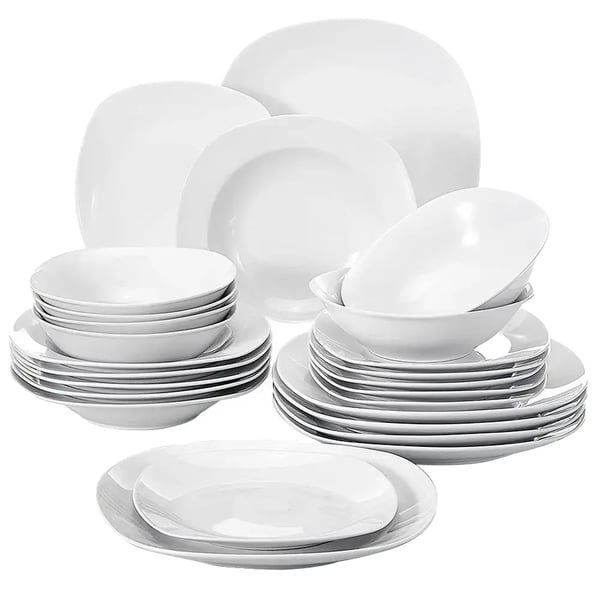 Porslinsservis, Middagstallrik 9,75 tum, Sopptallrik 8,5 tum, Desserttallrik 7,5 tum, Skål 6,7 tum, Servis för 6