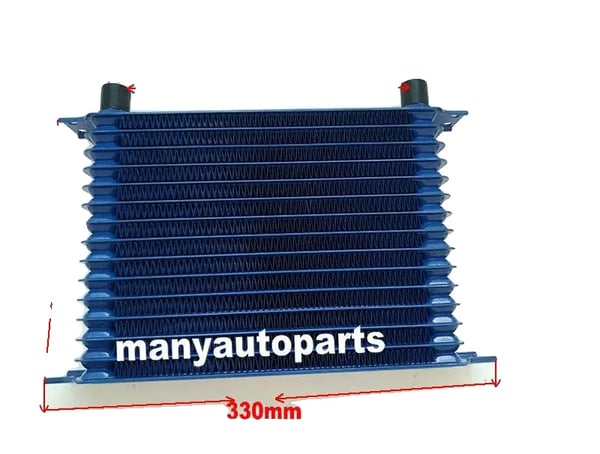 Motortransmissionsolie køler, 15 rækker, aluminium konstruktion, AN10 fitting, centerafstand 262mm, universel pasform