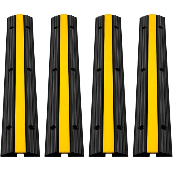 Kabelbeskyttelsesrampe, Holdbart Gummimateriale, Skridsikker Overflade,4PCS