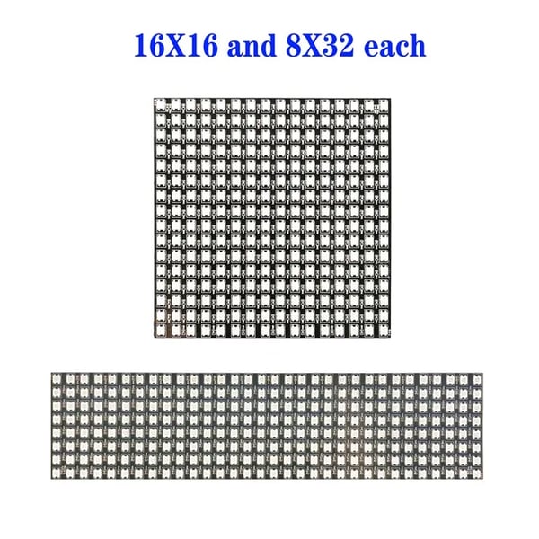 LED-pixelpanel, SMD 5050 RGB, individuellt adresserbart, 16X16 och 8X32 vardera