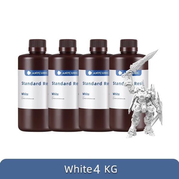 ANYCUBIC 4KG UV-harpiks, hærdningsbølgelængde 405 nm, høj viskositet 552 mpa.s,4kg Hvid