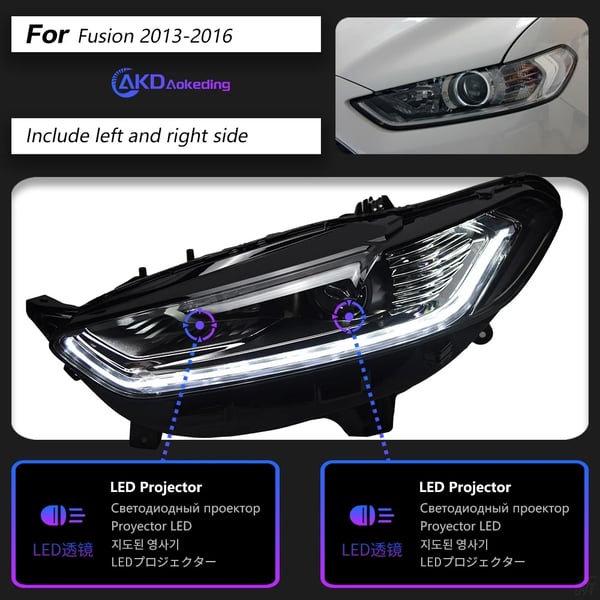 Strålkastare, LED-teknik, DRL och Bi-Xenon-funktioner,För vänsterstyrd, LED-projektorlins
