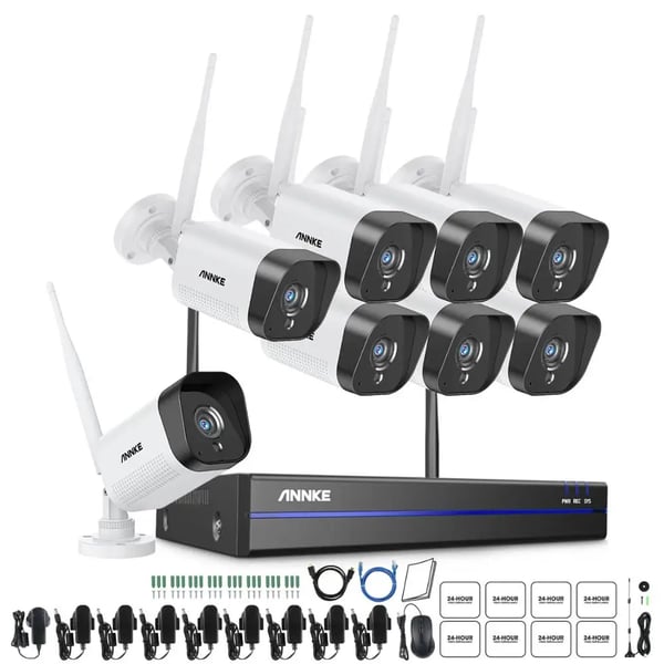 WiFi Videoovervågningssystem, 3MP Kameraer, 5MP Optagelsesopløsning,Ingen, 8PCS Kameraer