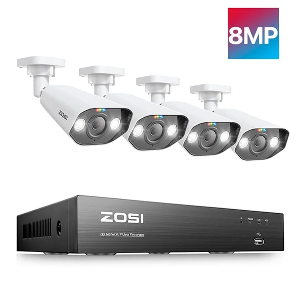 CCTV-system, 8MP-upplösning, mörkerseende, LILA, Ej-c