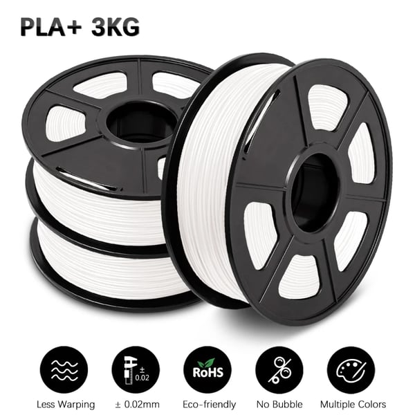 PLA filament 3 ruller, 1,75 mm diameter, miljøvenligt materiale,PLAPLUS Hvid 3Ruller