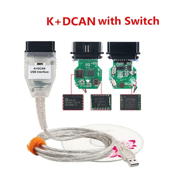 OBDII Diagnostikkabel, FTDI Chip, Bilkompatibilitet,Med switch