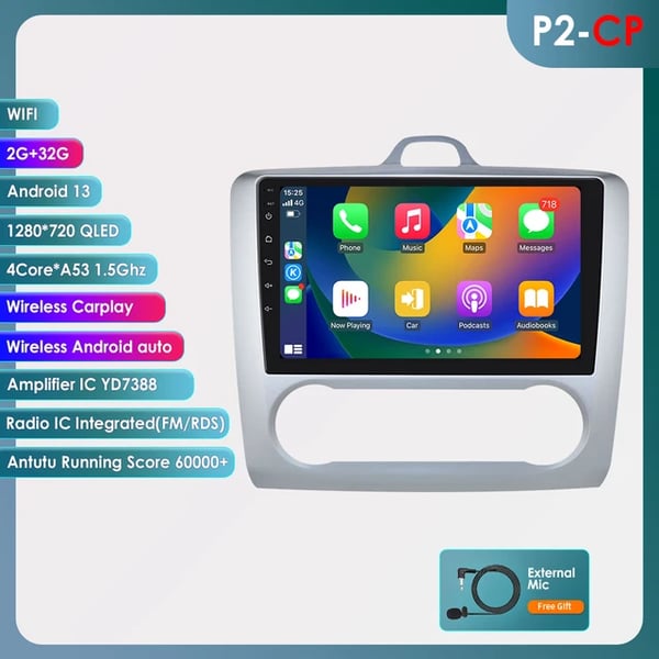 Multimedia-soitin, Android 12, Kosketusnäyttö,P2CP-2G 32G-4core-S