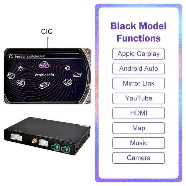 CarPlay-system, trådlös anslutning, USB-uppspelning,CIC-system 2008-2013