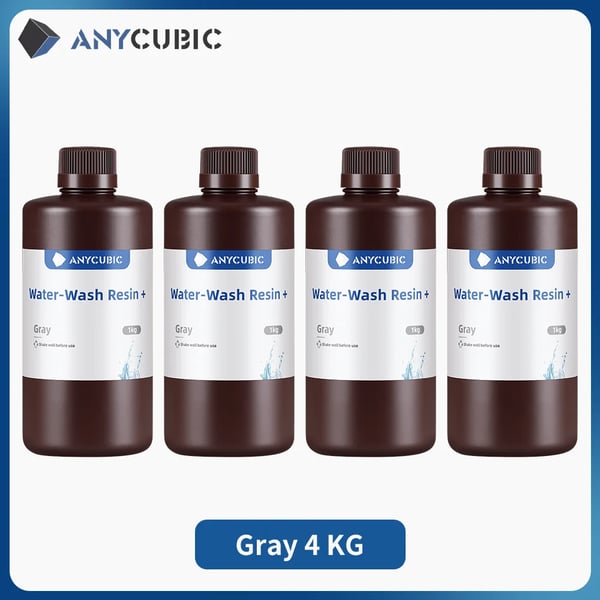 ANYCUBIC Vandvaskbar Harpiks, Klar 2 KG, Kompatibel med LCD-printere,Grå 4 kg