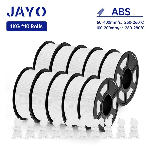 3D-printer filament, ABS hvid 10KG, PETG sort 11KG,ABS Hvid 10KG