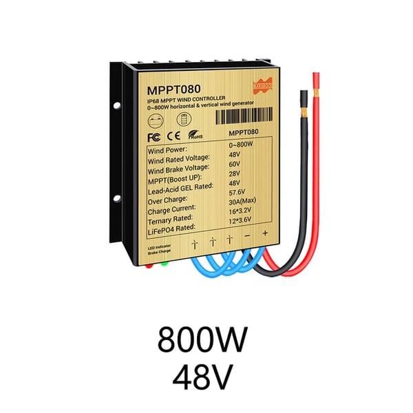 Tuulilataussäädin, automaattinen akunhallinta, vedenkestävä muotoilu, 800W 48V