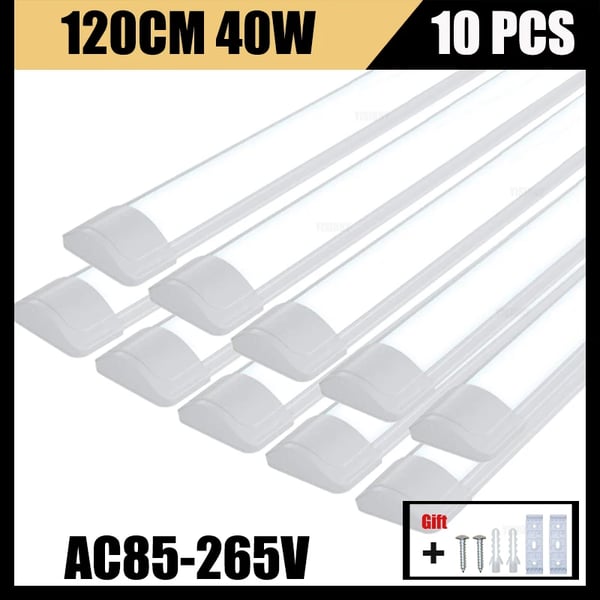 LED Rørlys, Energi Effektiv, Langvarig Ydeevne,Kold Hvid 6000K-a, 10PC 120CM 40W-a