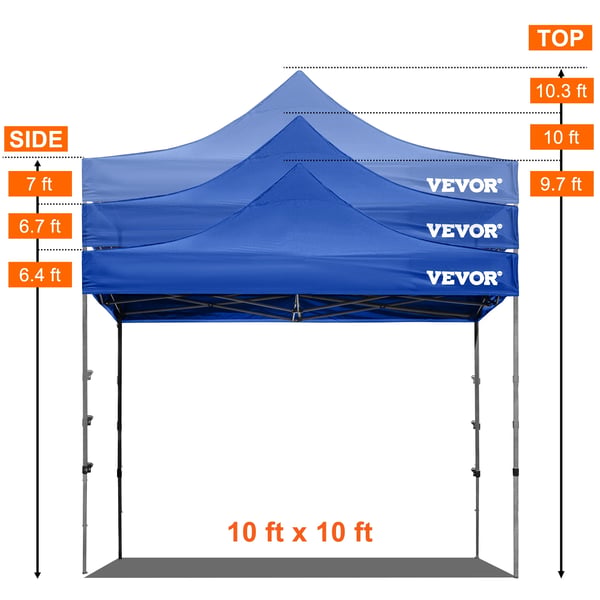 Pop Up Telt, Aftagelige Sider, Bærbart Læ,10x10ft blå-a