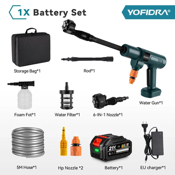 Högtryckstvätt, borstlös motor, 200 BAR tryck, 1 batteri