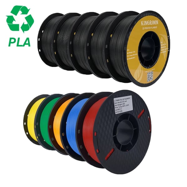 3D-printer filament, 10KG spole, 1,75 mm diameter,PLA 5Sort 5Blanding