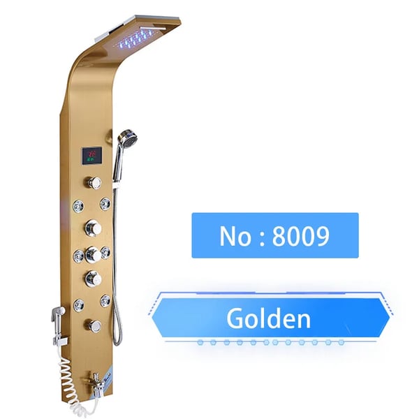 LED-suihkupaneeli, sadevesisuihku, SPA-hierontasuihku, Golden 8009