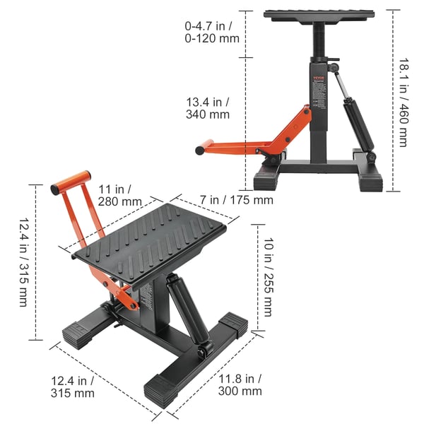 Moottoripyörän nostotuki, hydraulinen toiminta, säädettävä korkeus,440 lbs