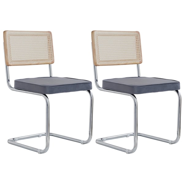 Retro matstolar, plastrottingmaterial, ryggstödsdesign,Grå-2st