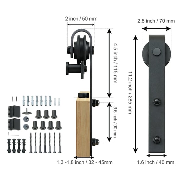 Skjutdörrsbeslag, Tungt Design, Smidig Funktion,J Typ En Dörr, 8ft-a
